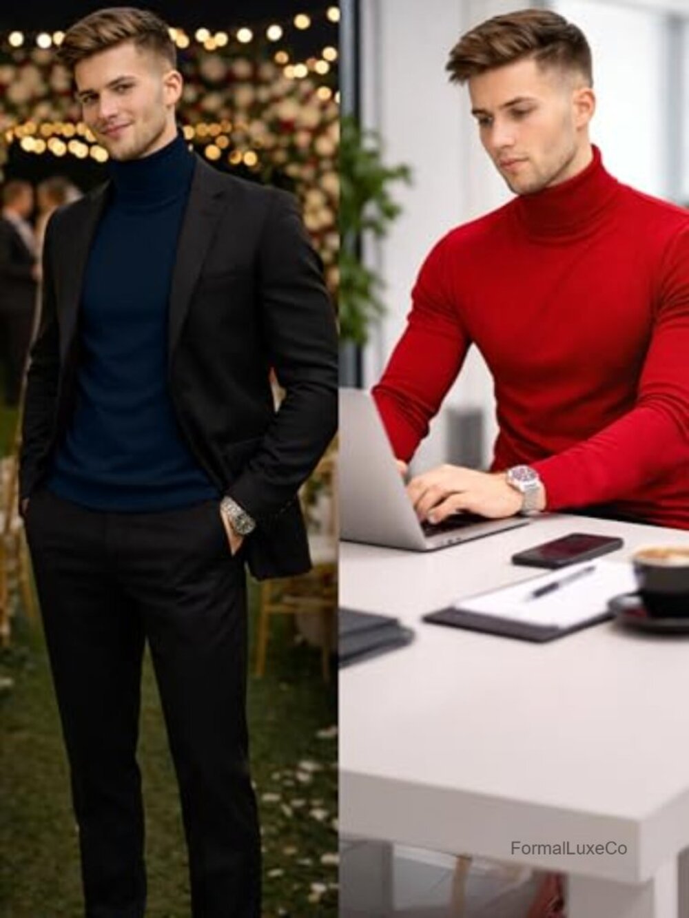 Men's Slim Fit Cotton Blend Mock Neck Pullover Winter Shirt - Picture 2 of 5